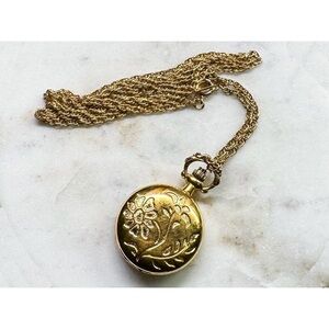 Vintage Colibri Quartz Mother of Pearl Pocket Watch Swiss Made